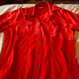 Red button down